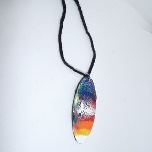 Rainbow Driftwood Boho Hippie Necklace